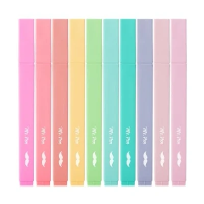 Image of Mr. Pen Aesthetic Highlighters, 10 pcs, Chisel Tip, Pastel Colors, Cute Highlighters Assorted Bible and Pens No Bleed, Bleed for Pages