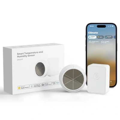 Image of meross WLAN Hygrometer Indoor Thermometer, Smart Temperature and Humidity Sensor with App Notification, Compatible Apple HomeKit, Alexa, Google Home, SmartThings (Includes Hub)