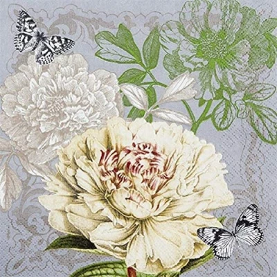 Image of Crafty Things 4 x Paper Napkins Peony Ideal for Decoupage/Napkin Art