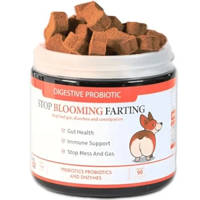 Image of Pre &amp; Probiotic Digestive Treats for dogs Gut Health, Sensitive Tummies, Anal Glands, Scooting, Loose Stools, Smelly, Itchy Ears, Enzymes all Stop Blooming Farting