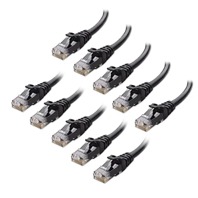 Image of Cable Matters 10 Pack 10Gbps Snagless Short Cat6 Ethernet 1.5m (Cat6 Cable, Cat 6 Cable) in Black 1.5 Meter