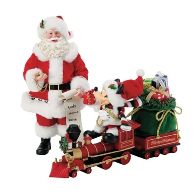 Image of Department 56 Possible Dreams Disney Santa and Mickey Mouse Train All Aboard Figurine Set, 10.5 Inch, Multicolor
