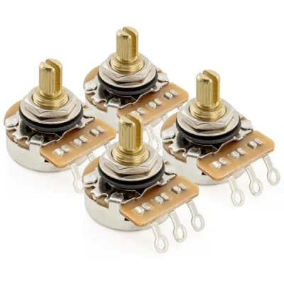 Image of Musiclily Pro HD B500K Pots Brass Short Split Shaft 1/4 Inch Linear Taper Potentiometers for Electric Guitar Bass (Set of 4)