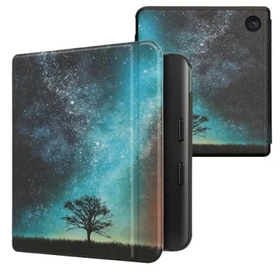 Image of kwmobile Case Compatible with Kobo Libra Colour eReader Cover Cosmic Nature Blue/Grey/Black