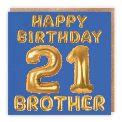 Image of Hunts England Brother 21st Birthday Card Happy 21 Balloon Collection