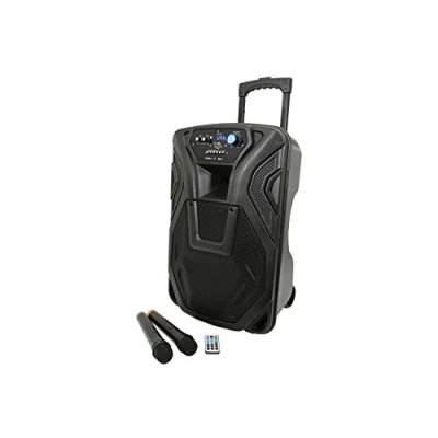 Image of QTX BUSKER 12 Rechargeable Battery Powered Portable PA with 2 Wireless Microphones and Bluetooth Connectivity 12Inch