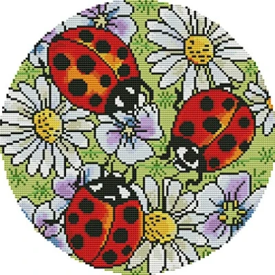 Image of Abillyn Embroidery Cross Stitch Kits Ladybugs Stamped with Printed Pattern Starter Kit (Ladybug)