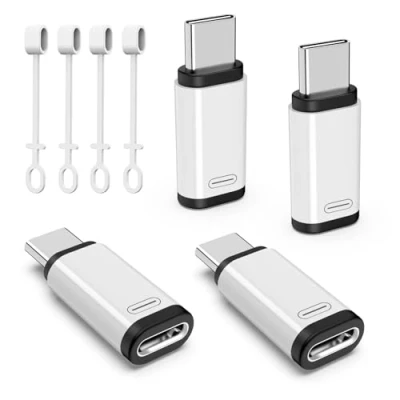 Image of TiMOVO for Lightning to USB C Adapter, 4 Pack Male Lighting Female Adaptrer with 36W Fast Charging &amp; Data Sync iPhone 15/16 Pro/Pro Max/Plus, Galaxy S24/23, iPad, NOT Audio/OTG, White