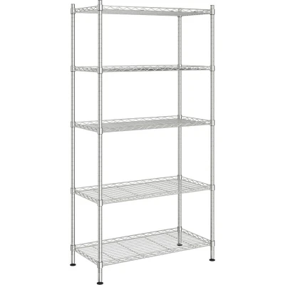 Image of vidaXL 5 Tier Storage Shelf 90x35x180 cm Chrome 250 kg