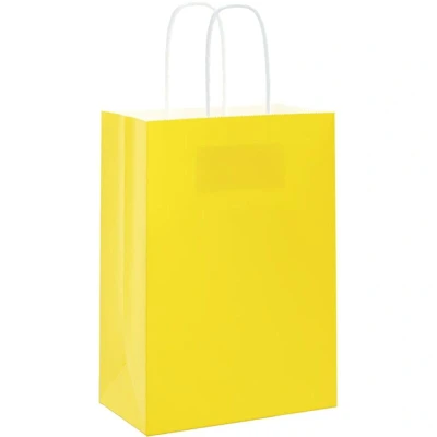 Image of vidaXL Paper Bags 50 pcs with Handles Yellow 15x8x21 cm