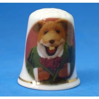 Image of Birchcroft Porcelain China Collectible Thimble Basil Brush Dome Box
