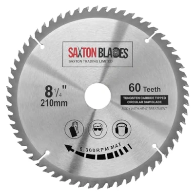 Image of Saxton TCT Circular Wood Saw Blade 210mm x 30mm 60T for Festool Bosch Makita Dewalt fits 216mm saws