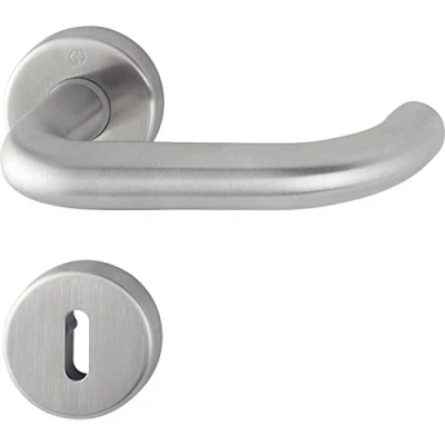 Image of Hoppe Paris Door Handle Set with Rosette BB Deadlock Satin Stainless Steel 3286307