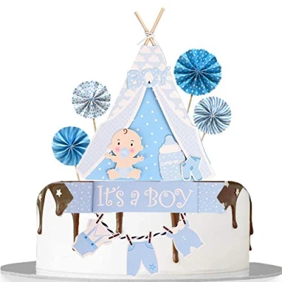Image of Baby Shower Cake Decoration Boy It&#039;s A Set for Christening Birthday