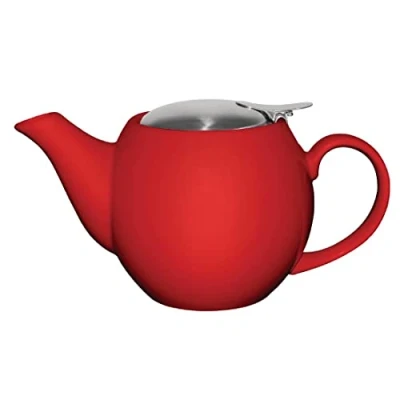 Image of Olympia Cafe Teapot in Red with Removable Filter Stoneware 510 ml 18 Oz