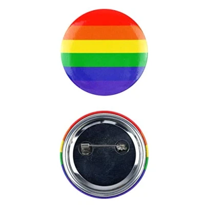 Image of Adults Rainbow Button Pin Pride Badge LGBT Flag Freedom Event March Accessory
