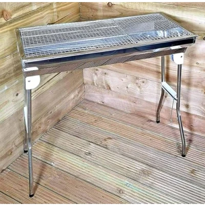 Image of Garden Mile Large Half Barrel steel Charcoal BBQ Grill stainless Outdoor Patio Heating Smoker, Beach and Picnic Camping portable barbeque for Cooking, Decking, Grilling