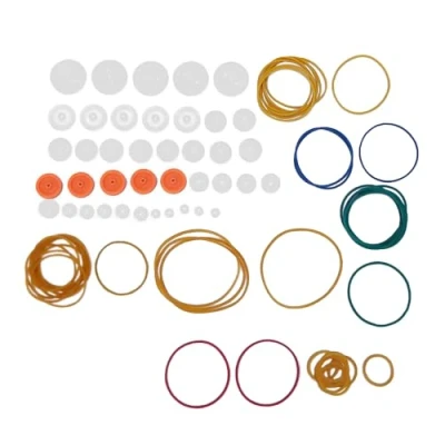 Image of 84pcs Transmission Belt Pulley Set 2mm Shaft Diameter Plastic Gears Worm Rack DIY Gear Assortment Accessories for Model Toy Projects