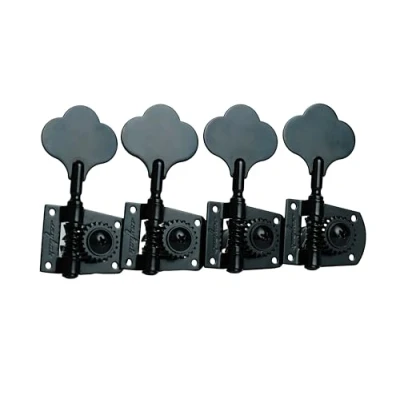 Image of Guyker Bass Machine Head (4 for Right) 1:21 Ratio Gear Open Frame Tuners Tuning Key Pegs Replacement Electric Jazz Guitar or Precision Instruments, Black