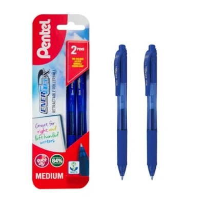 Image of Pentel EnerGel XBL107/2 C Tip Retractable Pen, 0.7 mm Blue ink (1 Blister of 2 Pens)