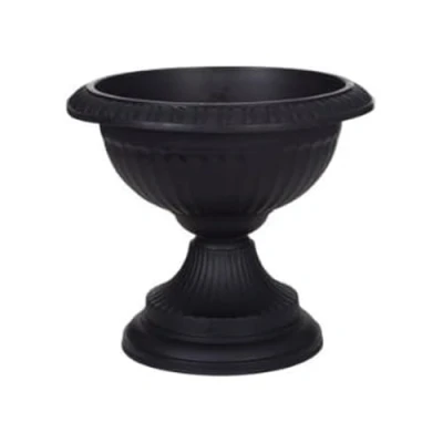 Image of shopior Flower and Herb Plastic Urn Pots Hourglass Shape Indoor Outdoor Decor Wall Planters Plant for Succulents more Garden, Balcony 42cm (1, Black)