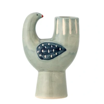 Image of Bloomingville Trudy Ceramic Candle Holder Bird Blue Green for 1 12 x 8 cm