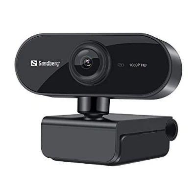 Image of Sandberg 133 97 USB Flex FHD 2MP Webcam with Mic, 1080p, 30fps, Glass Lens, Auto Adjusting, 360 Rotatable, Clip on/Desk Mount, 5 Year Warranty