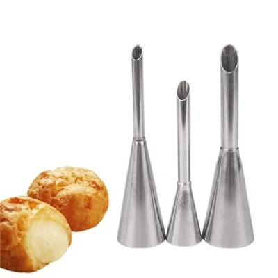 Image of DUORUI 3pcs Icing Piping Nozzle Tips Puff Cream Filling Cake Decorating Cupcake Fondant Stainless Steel