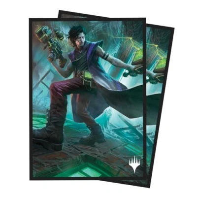 Image of Ultra PRO MTG Duskmourn 100ct Deck Protector Sleeves Commander Winter, Cynical Opportunist, Standard Size Card with Durable ChromaFushion Tech, Matte Finish Sleeves,