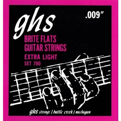 Image of GHS 700 9 42 Extra Light Brite Flats Guitar String Set