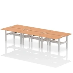 Image of Air B2B 1400x800mm Height Adjustable 6P Bench Desk CP Oak/Silver