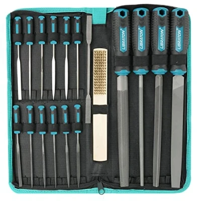 Image of Libraton Metal File Set, Files 31PCs, for Steel, 12 Needle with Case, Riffler File, Sandpapers, Steel Brush, Sets Wood and Metal, Metalworking &amp; Woodworking
