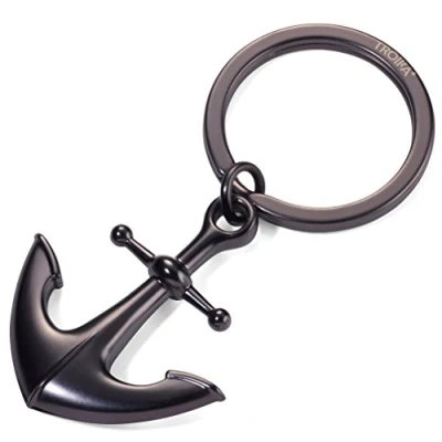 Image of TROIKA Heimathafen KR17 10 Keyring Anchor Nostalgia Hope Lucky Charm Matte The Original from, black, 6 cm, Minimal