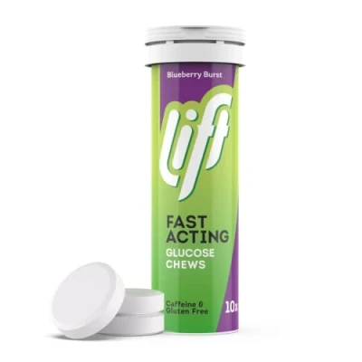 Image of Lift Fast Acting Glucose Chewable Energy Tablets Blueberry 12 Pack of 10 Tablet Tubes