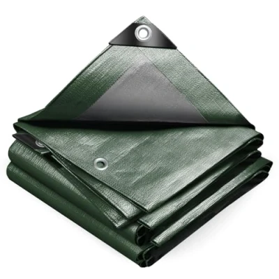 Image of VOUNOT 4x6m Waterproof Tarpaulin Ultra Heavy Duty 240 g/m² Tarp Large Ground Camping Sheet with Aluminum Eyelets for Outdoor Furniture Caravan Car Cover, Green