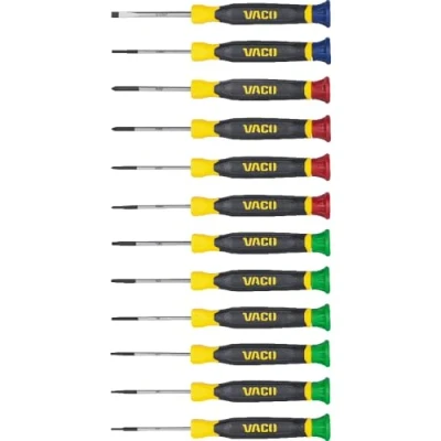 Image of VACO VAC7123 12 Piece Precision Screwdriver Set, Phillips, Slotted, TORX with Color Coded Handles, Ideal for Precise Tasks in Tight Spaces