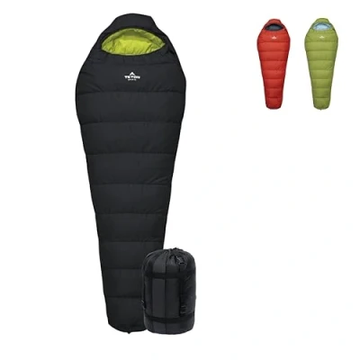 Image of TETON Sports LEEF Ultralight Mummy Sleeping Bag Perfect for Backpacking, Hiking, and Camping; 3 4 Season Bag; Free Stuff Sack Included, 30F Long, Black/Sage