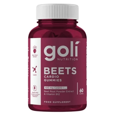 Image of Goli Nutritional Supplement, Beets Cardio Gummy 60 Count 100mg CoQ10 &amp; Beet Root Extract Gluten Free, Vegan, Non GMO, and Gelatin Free. Nature&#039;s Great Superfood.