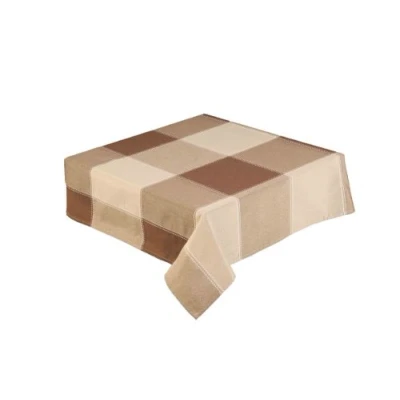 Image of Coffee and Brown Check Tablecloth 52 x 70 Inch Rectangle (127 178 cm) Table Cloth Easy Care (Republic 59913)
