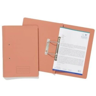 Image of Exacompta Ref TFM ORGZ Spiral Files for Punched Papers, A4 &amp; Foolscap, 285gsm Medium Weight Premium Manilla, 350mm x 250mm, Metal Spring Mechanism Orange, Pack of 25