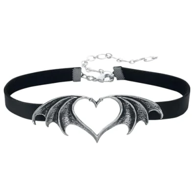 Image of Alchemy Gothic Nocte Amor Women Choker Black Silver, Pewter,