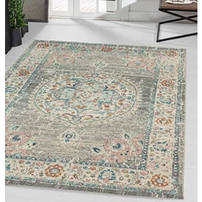 Image of the carpet Palma Robust Outdoor Rug, Modern Design, Weatherproof and UV Resistant, for Balcony, Patio Conservatory, But Also Suitable Kitchen or Dining Room, Grey Orient, 80 x 300 cm