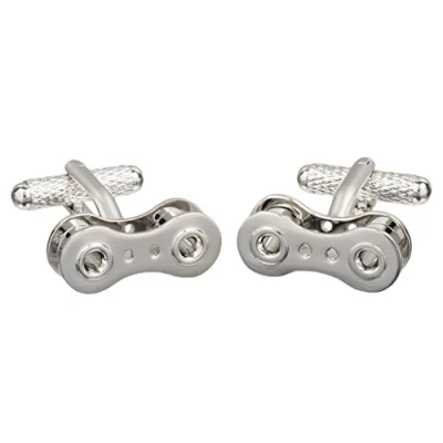 Image of Bike Bicycle Chain Shirt Cufflinks Silver Colour Presented in a GS Cufflink Box (Silver Colour)