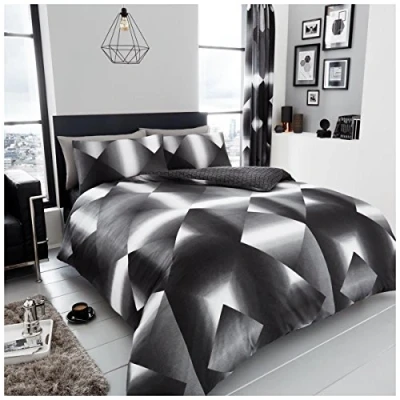 Image of GC GAVENO CAVAILIA Geometric Duvet Cover Double, Reversible Triangle Bedding Sets, Polycotton Quilt Covers, Multi, 676324