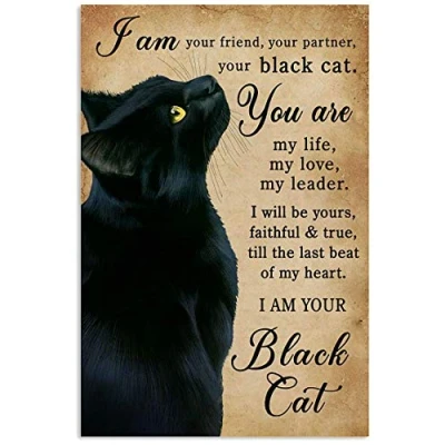 Image of TNND I Am Your Black Cat Poster Vintage Wall Decor Home Father&#039;s Day Birthday Gift Metal Signs 12X16 inch