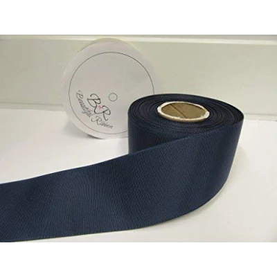 Image of Beautiful Ribbon 2 metres of 50mm Grosgrain Ribbed Navy Dark Blue Double Sided 50 mm 5cm 2&quot; Inch