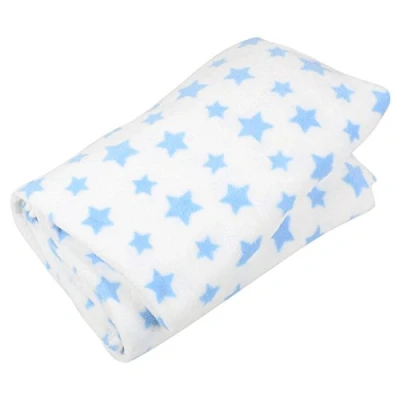 Image of Micro Pro White With Blue Stars Coral Fleece Blanket Home Sofa Bed Throw 150x200cm
