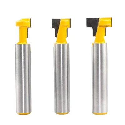 Image of NO 3 Pcs Carbon Steel T Slot Cutter Router Bit Set, 8mm Shank, for Wood Grooving, Trimming, Boring