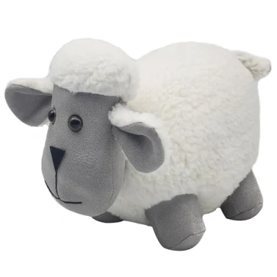 Image of The Leonardo Collection Doorstop Faux Grey Leather and White Wool Sheep, LP72507