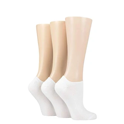 Image of Elle Ladies Bamboo Ribbed No Show Socks Pack of 3 White 4 8